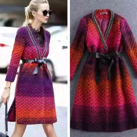 Ounis Color Block Wool Coat - Picture 8 of 8